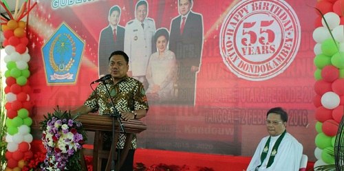 Gubernur Sulut Olly Dondokambey dalam sambutan di perayaan HUT